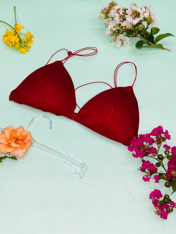 Double Strings V Cup Light Padded Back Hooks Bikini Bra