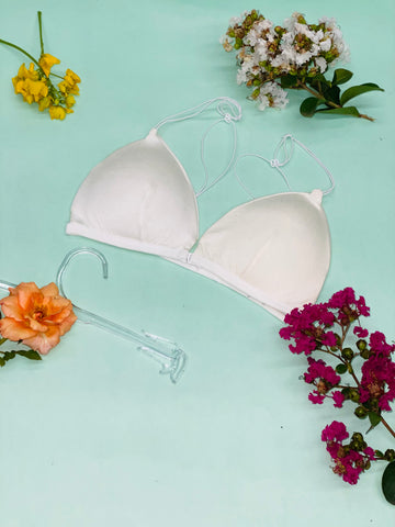 Double Strings V Cup Light Padded Back Hooks Bikini Bra